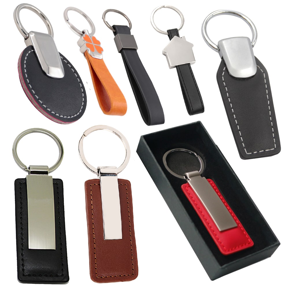 Porte-clés en cuir PU de luxe avec logo de sublimation personnalisé