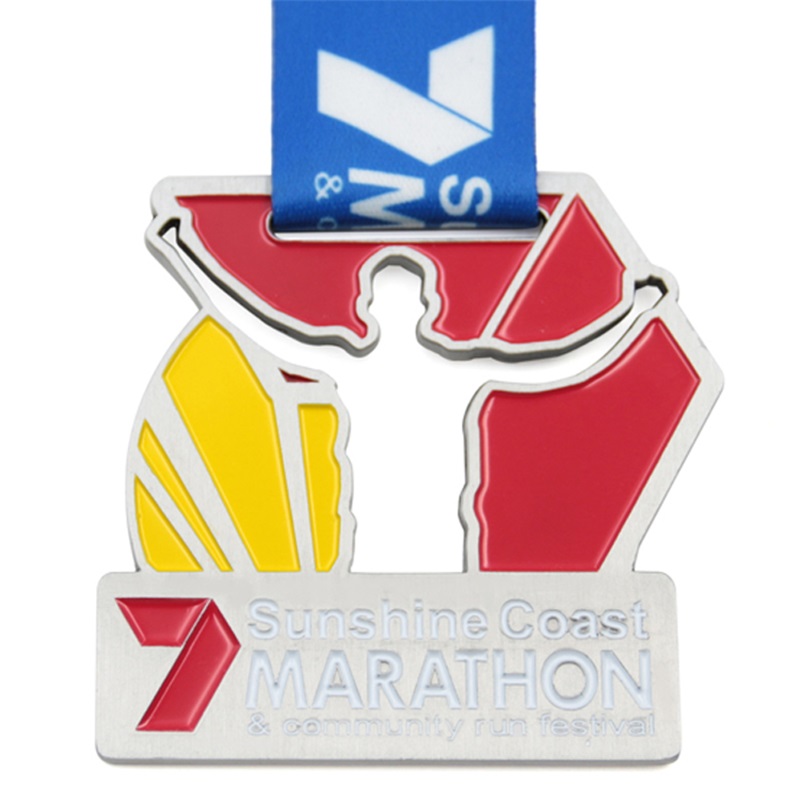 Silver marathon sport medal